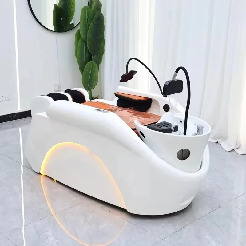

Luxury Electric Shampoo Bed Intelligent Full Body 4D Massage Head Spa Shampoo Bed With Water Circulation Barber Salon Furniture