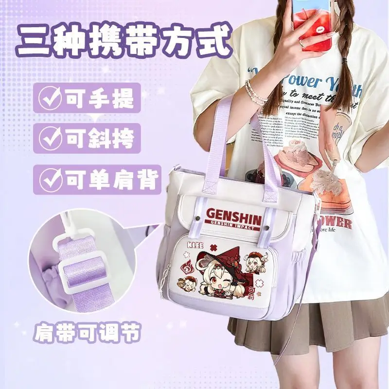 Genshin Impact Crossbody Bag For Girls, Handheld Tutoring Funina Pain Zhongli Naxi Da Cartoon Shoulder Bag, Large Capacity A