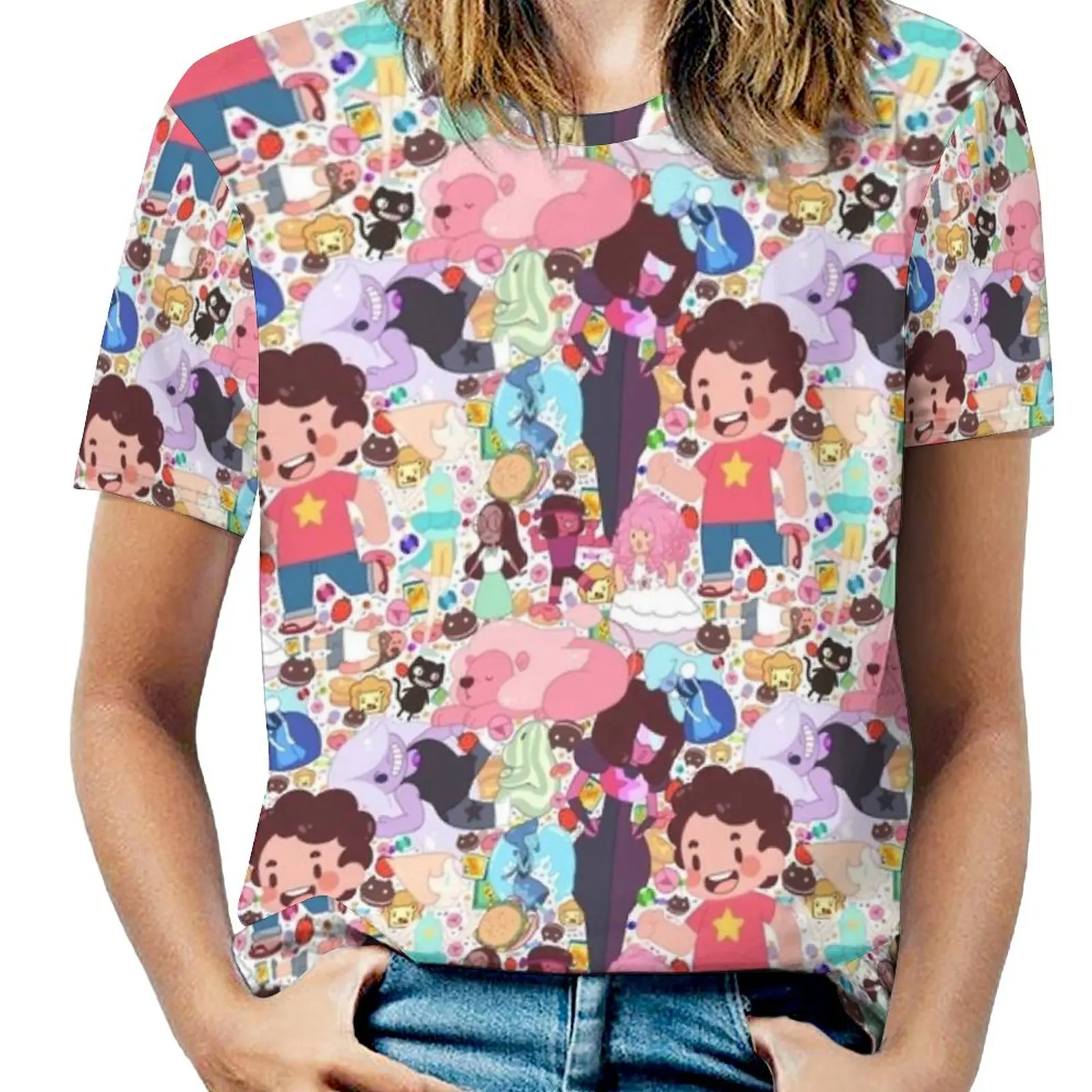 

Steven Universe Pattern Fashion Print Women Ladies Girls T-Shirt Harajuku Round Neck Short Sleeve Tops & Tees Steven Universe