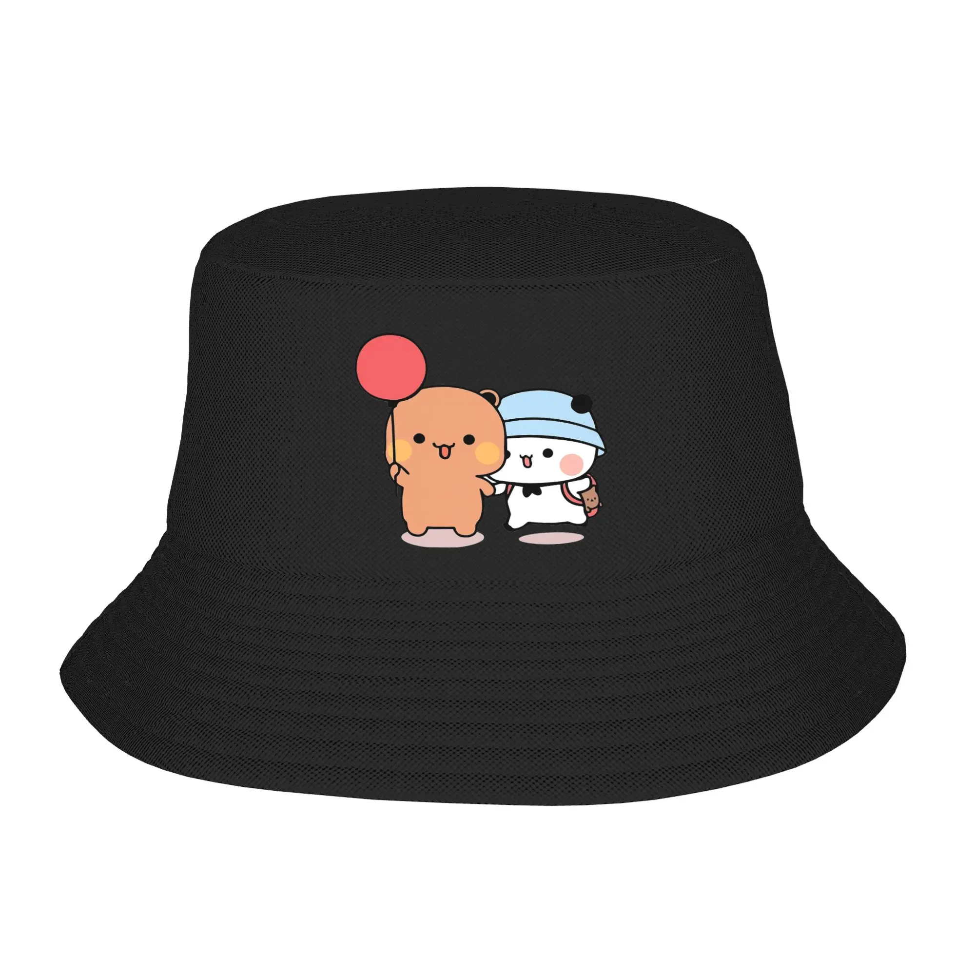 Bear Panda Cartoon Balloon Anime Merch Bucket Hat Harajuku Girl Sun Hats Bubu And Dudu Ispoti Foldable Fishing Cap Outdoor