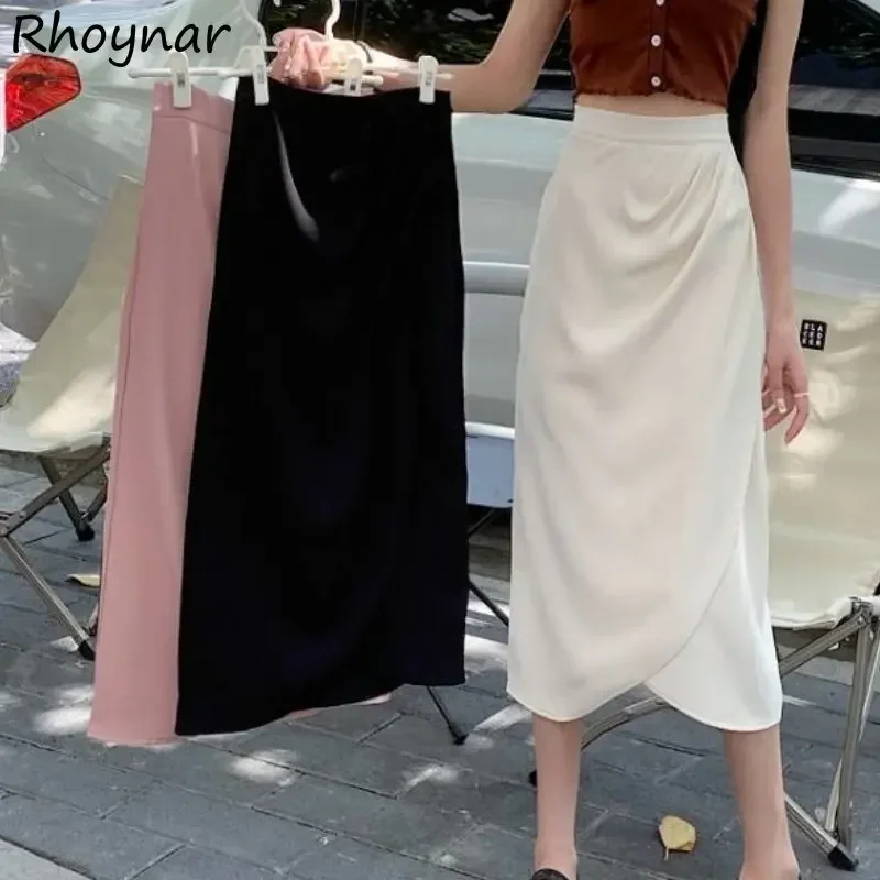 

Необычные юбки-миди женские элегантные с высокой талией весенние повседневные однотонные базовые офисные женские праздничные темпераментные эстетический дизайн шикарные