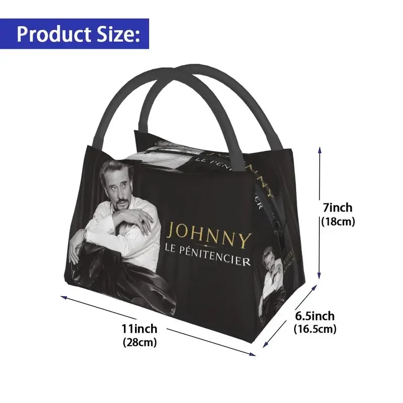 Johnny Hallyday Rock Isotherme Lunch Bag pour Femme, Réutilisable, Français, Chanteur, Refroidisseur, Thermique, Fourre-Tout, Plage, Camping, Voyage