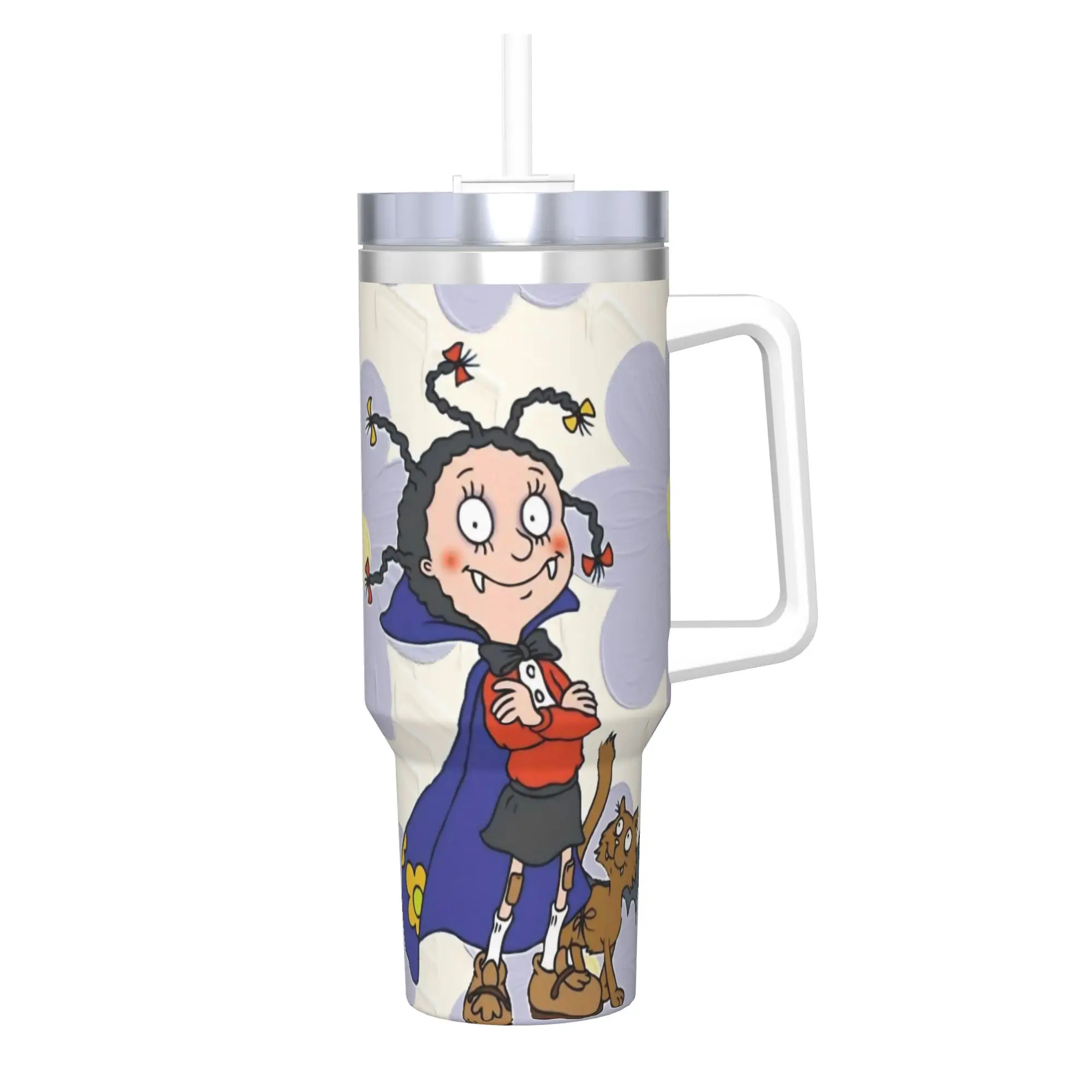 Mona The Vampire Anime Insulated Tumbler with Straws Lid  Vacuum Coffee Mugs Office Home Bottle Cup 40oz