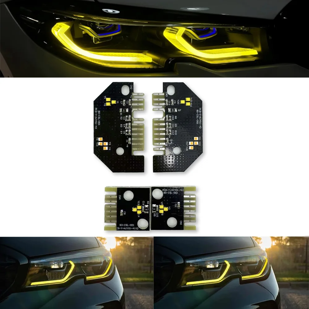 Lemon Yellow DRL Ch for BMW 3 Series 2019-2022 Angel Eye Laser DRL RGB Multicolor LED Boards G20 G21 GTS Daytime Running Lights