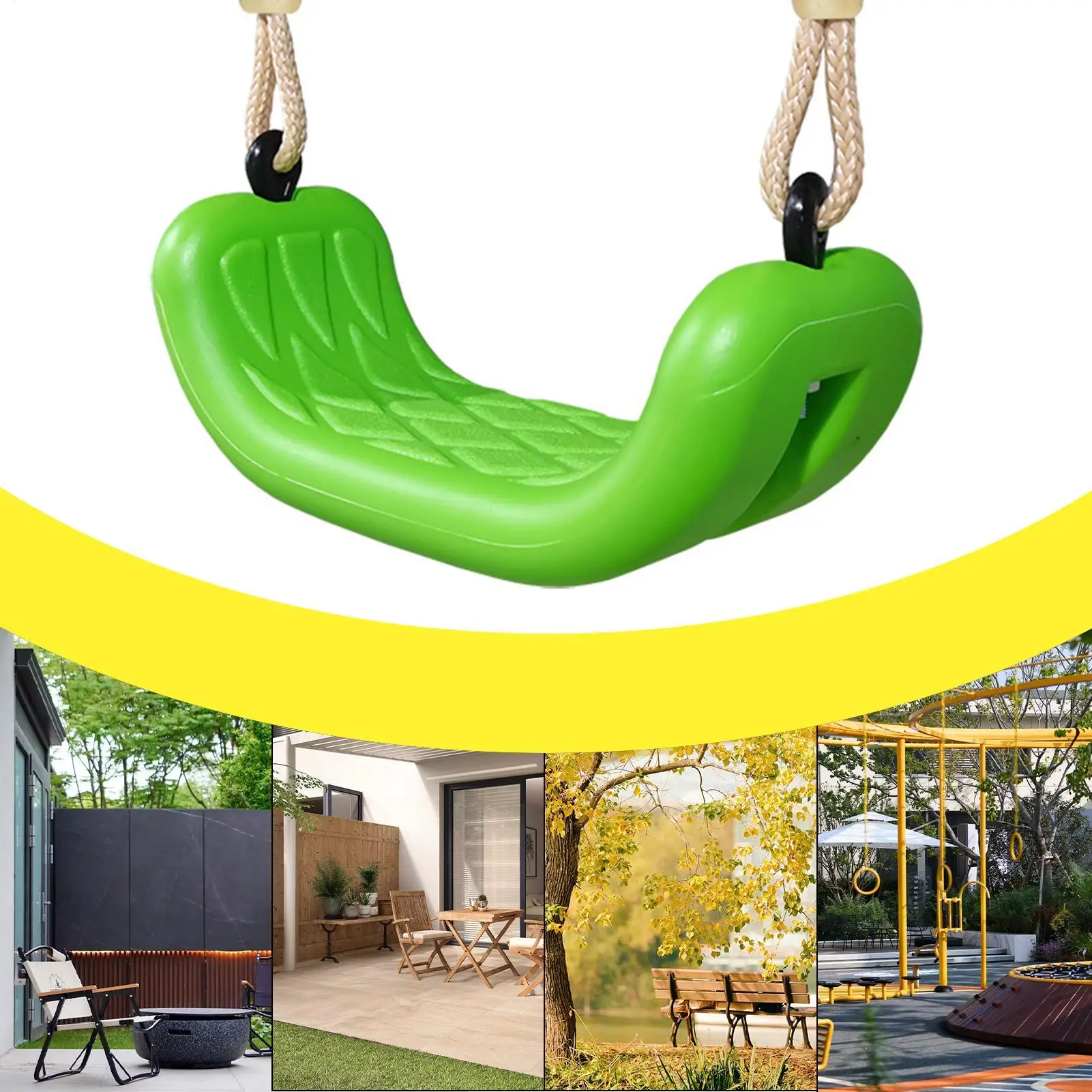 Columpio para chico, columpios para exterior, cuerda ajustable, asiento de hamaca, trapecio antideslizante para Patio, guardería, patio trasero, playa, porche