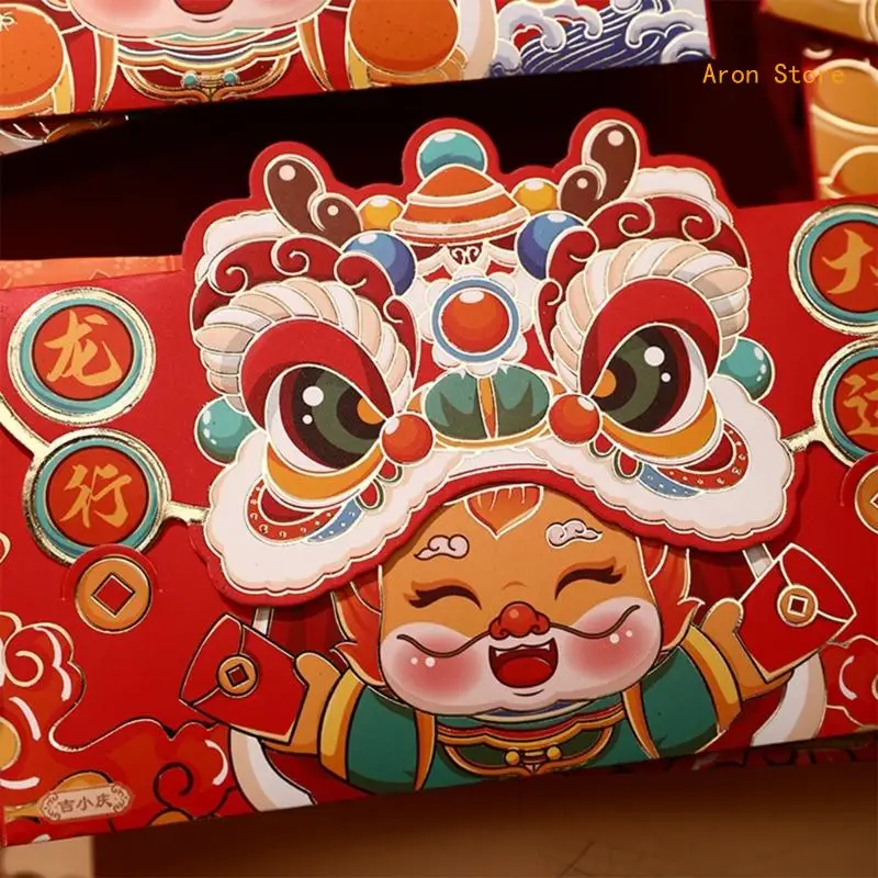 Set of 4 2024 Dragon Year Redness Packets Traditional Celebration Envelopes Greeting Card Envelopes New Year Gifts