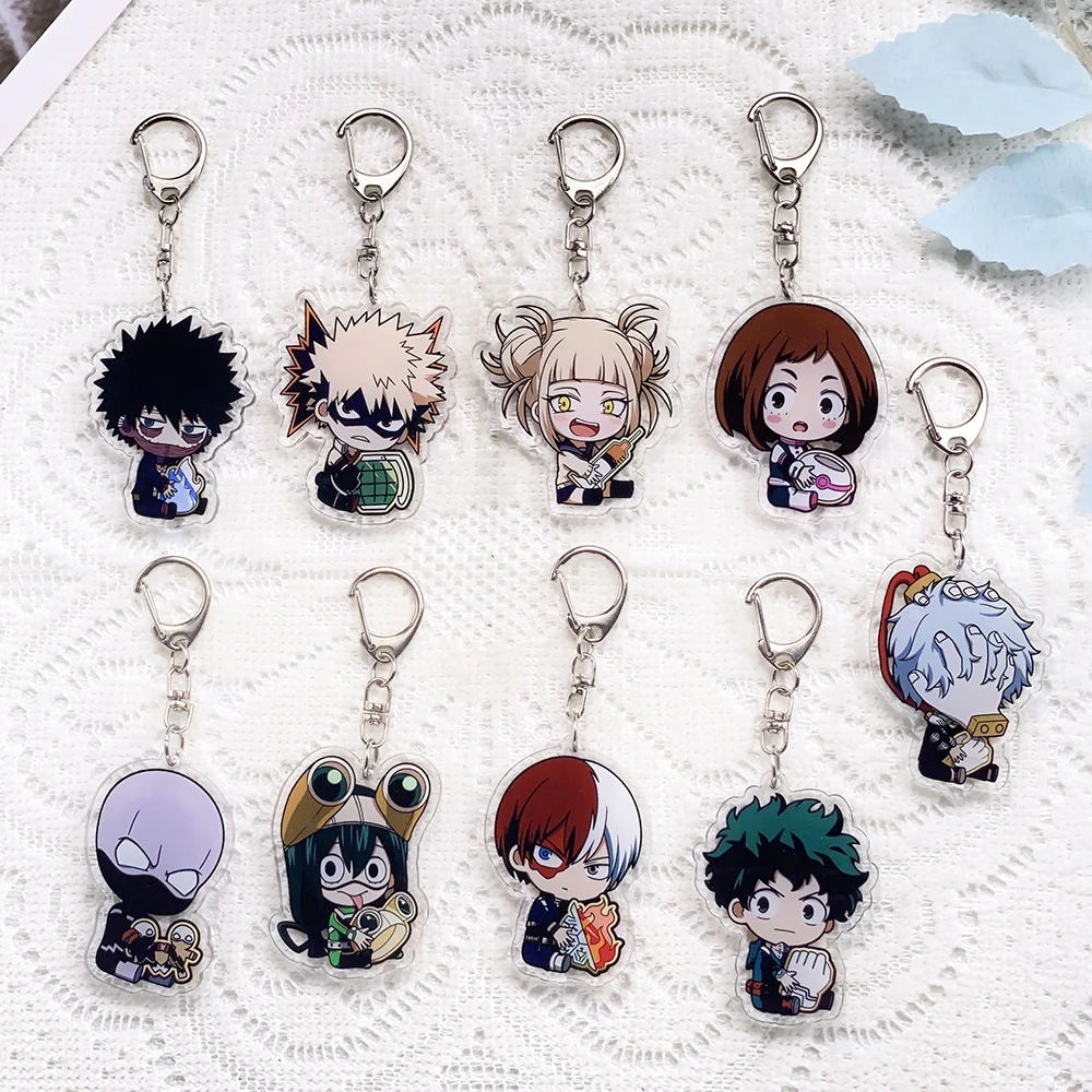 1/9PCS Anime Characters My Hero Academia Acrylic Keychain Accessories Kawaii Keyrings Friends Gifts Bag Charms Backpack Pendant