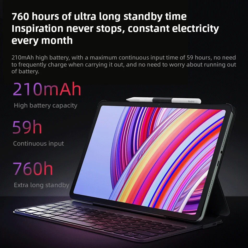 حافظة لوحة المفاتيح الأصلية Redmi Pad Pro لهاتف Redmi Pad Pro 12.1 "بلوتوث 64-مفتاح 760H حافظات واقية طويلة جدًا في وضع الاستعداد #5