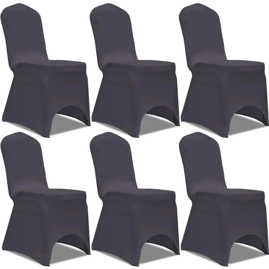 6-Piece Stretch Chair Cover Set in Anthracite - Universal Fit for Dining, Living Room & Office