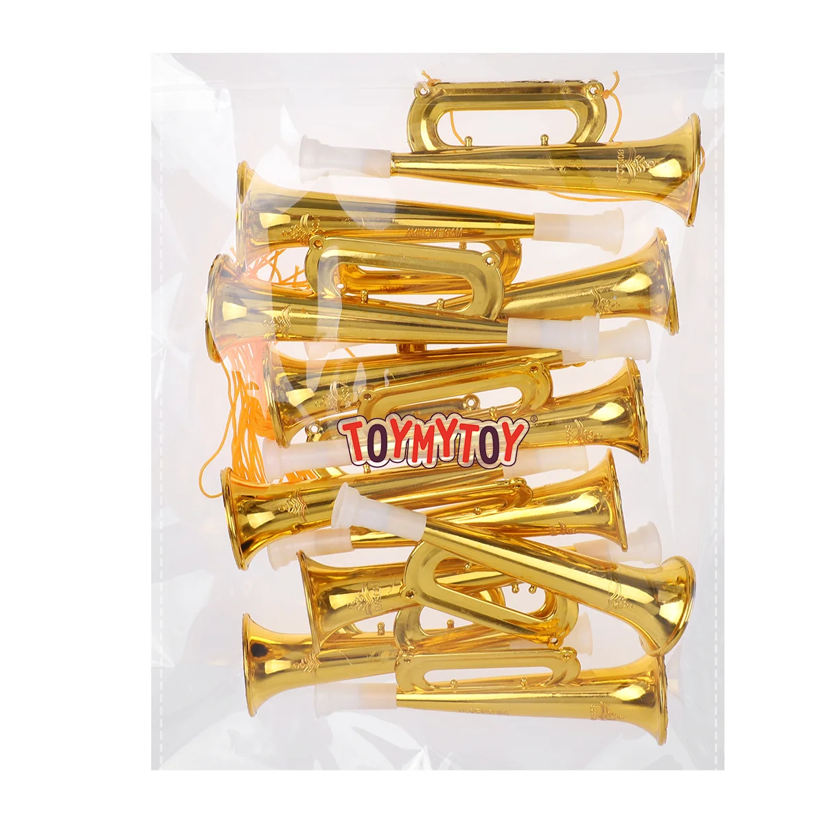 TOYMYTOY 12pcs Plastic Trumpet Noise Maker Kids Toys Cheerleader Football Match Cheering Props Birthday Party Favor Gift (Golden