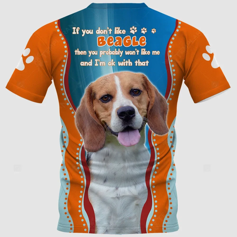 HX  Beagles T-shirts 3D Graphic Rottweiler Striped Splice Tops Fashion Casual Pullover Tees Animals Dogs Printed Tees