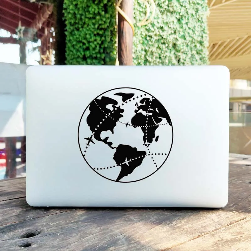 

Earth World Map Plane Line Vinyl Decal Laptop Sticker for Macbook Air 13 Pro 14 16 Retina 12 15 Inch Mac Skin Notebook Car Decor