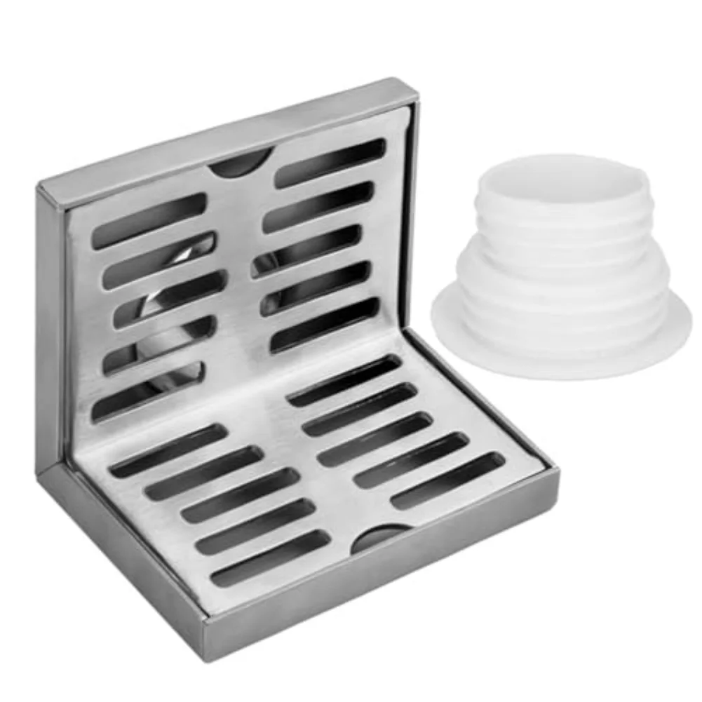 304 stainless steel wall mounted floor drain L shaped design for bathroom kitchen terrace slip resistant brushed texture