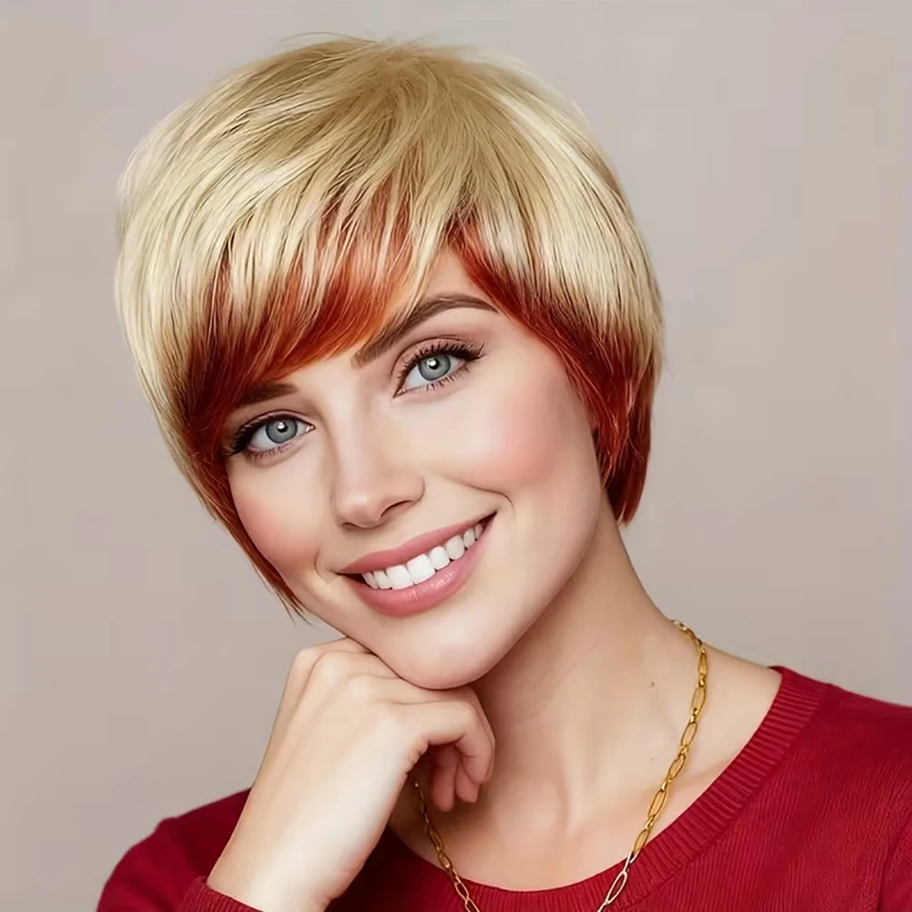 ピクシーカットウィッグ人毛ショートストレートピクシーウィッグ黒人女性用レイヤードブラジルレミー人毛マシンメイドウィッグ