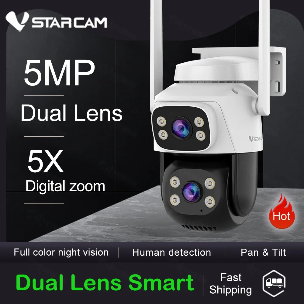 

Vstarcam 5MP Dual Lens Wifi PTZ Camera Night Vision Smart Tracking Outdoor 5X Digital Zoom Surveillance Home Security Cameras