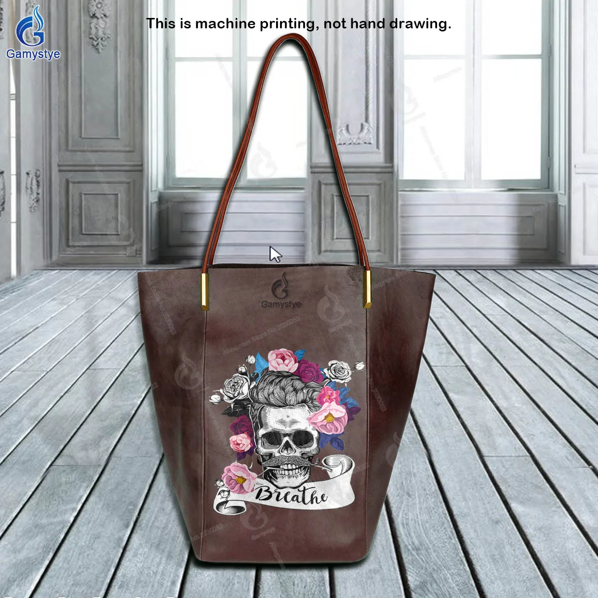 Graffiti Artisc Printed A skull with flowers on its head Bags Women'S Shoulder Bag Purses Shopper Handbag Crossbody Bags Fashion