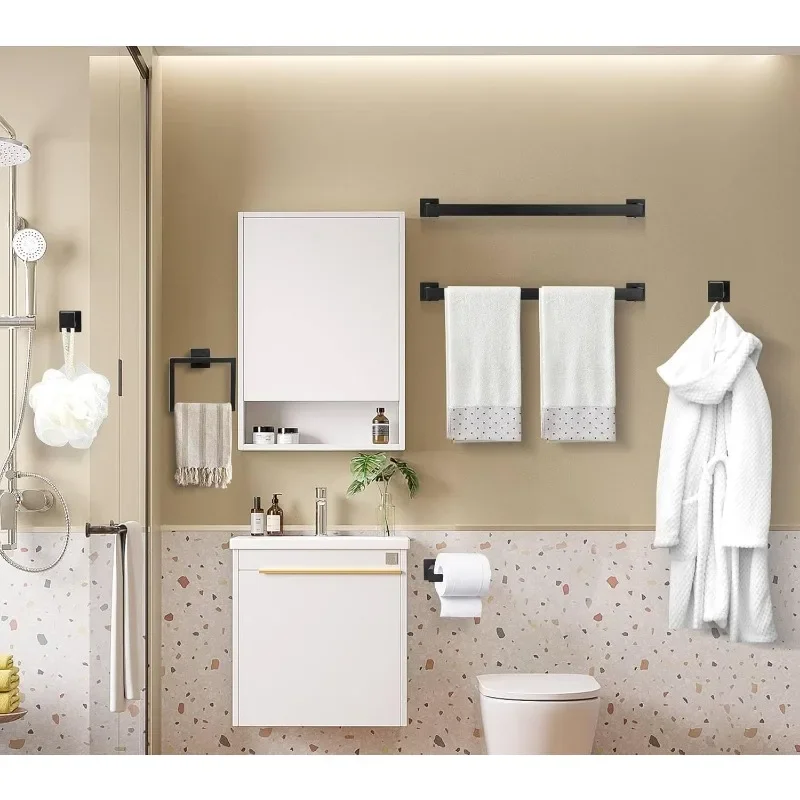 Bathroom Hardware Set Towel Bar Set for Bathroom Include Towel Bar Towel Ring TP Holder Coat Hooks Stainless Steel