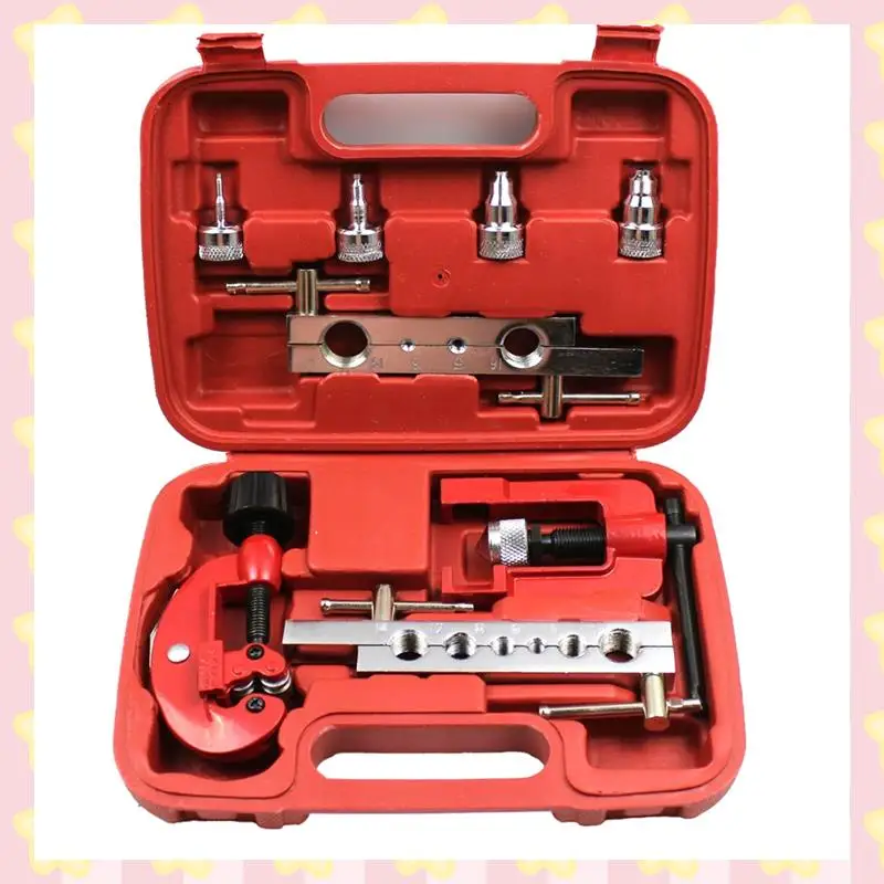 

AB51 Professional 8Pcs Pipe Cutting & Double Flaring Tool Set For Copper Brake Oil Pipes, 3-19Mm Size