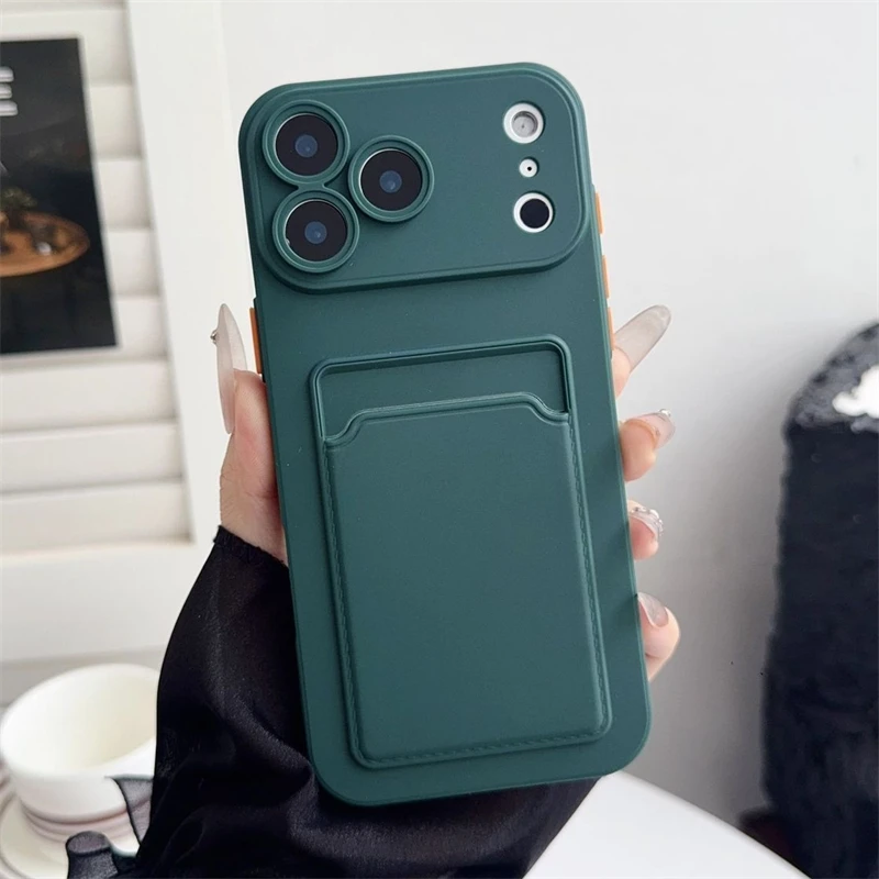 Kartenhalter-Slot-Brieftaschen-Telefonhülle für iPhone 17, Air 11, 12, 13, 14, 15 Plus, 16, 17 Pro Max, stoßfeste, weiche, matte Silikon-Rückseite – Detail 9