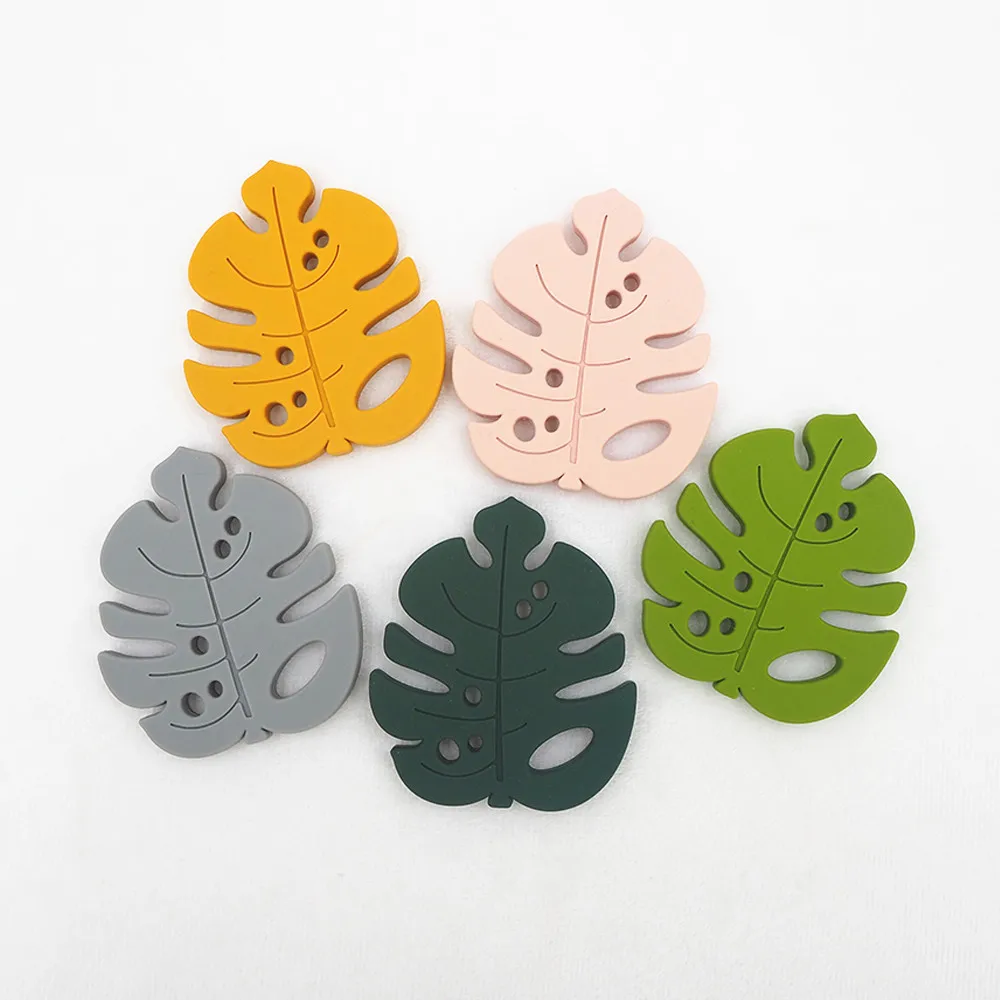 

Chenkai 5pcs Leaf Silicone Teethers BPA Free DIY Baby Chewing Pendant Nursing Sensory Teething Pacifier Dummy Jewelry Toys