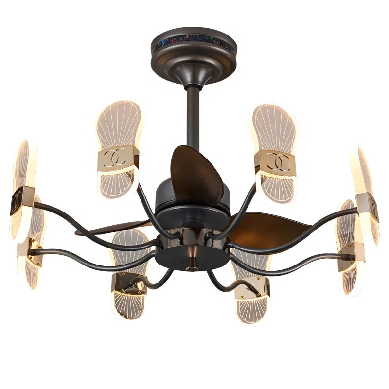 Multi-function Abs material fan blade speed moderate LED intelligent ceiling fan light