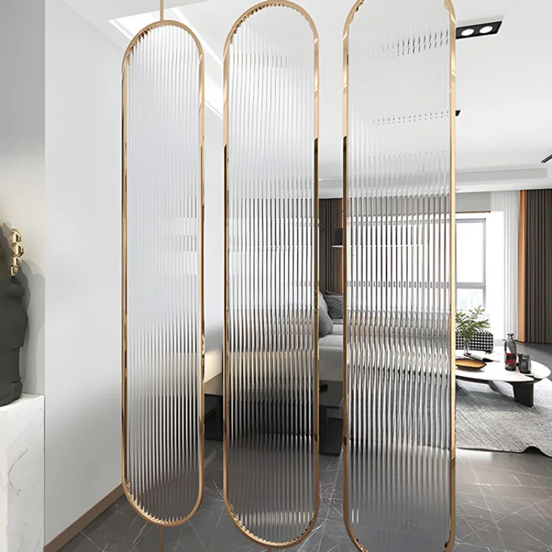 

Modern fan leaf screen metal light luxury household high-end partition