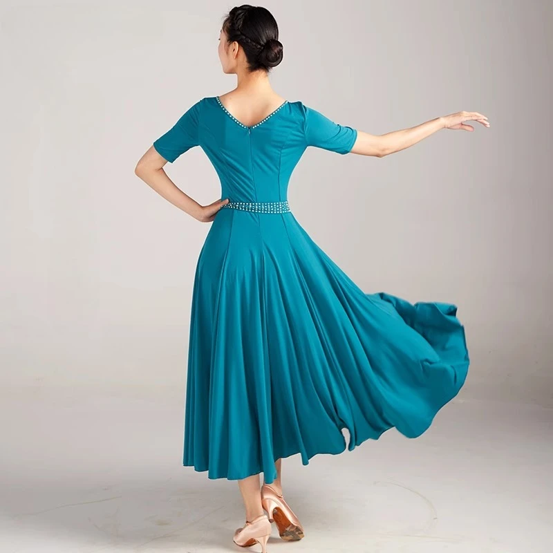 New Ballroom Dance Modern Dress Competition Performance Costumes Women National Standard Waltz Tango Practice Wear Spanish Dress