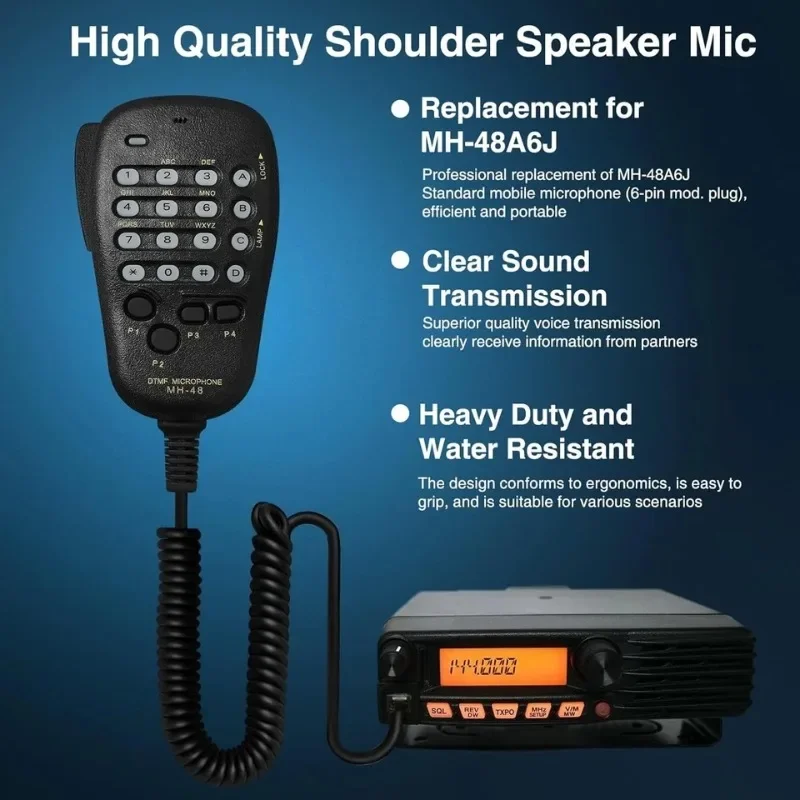 YAESU MH-48A6J DTMF PTT Hand Mic 6Pin RJ45 Coiled Cord Replacement Speaker Mic for FT-2600 FT-7800R FT-7900R FT-8800R Car Radio