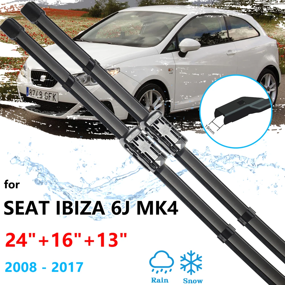 Wiper Brushes For SEAT Ibiza 6J MK4 2008~2017 Bumper Front Blade Rear Set Kit Window Windshield Windscreen Hatchback Accessories