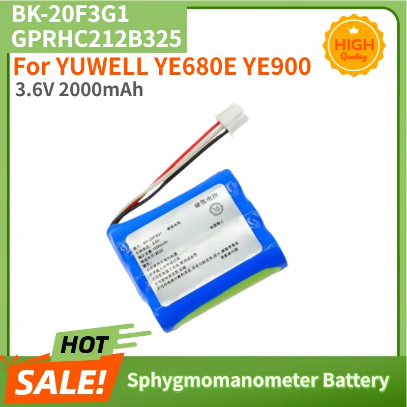 

BK-20F3G1 GPRHC212B325 High Quality Battery 3.6V 2000mAh For YUWELL YE680E YE900 Sphygmomanometer Replacement Battery