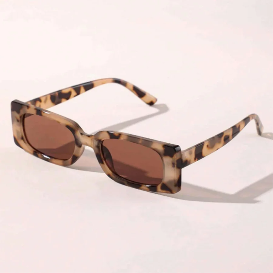 

1pc Women Elegant Rectangular Leopard Frame Sunglasses For Outdoor Vacation Outfits Musical Festival Accessories