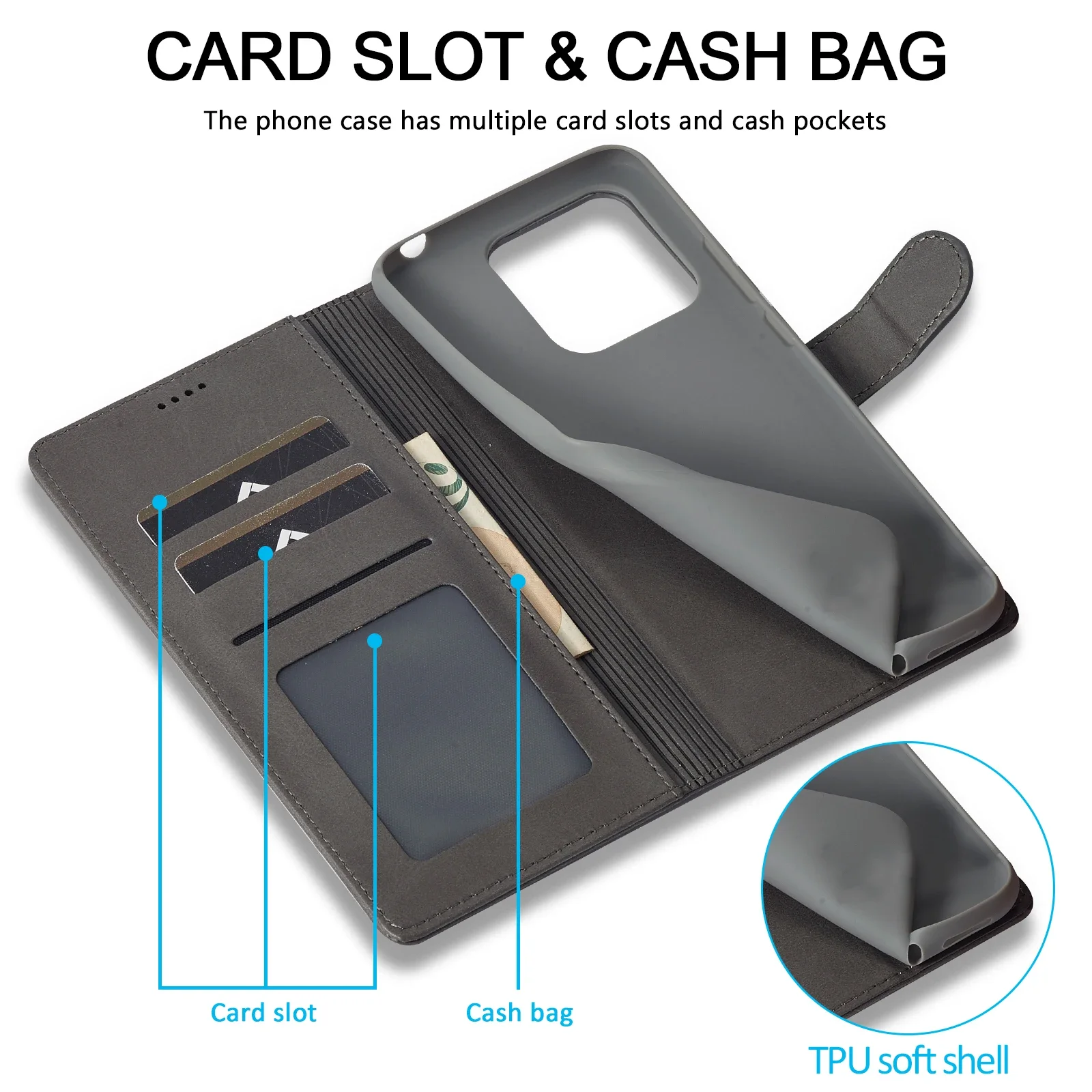 Custodia per telefono in pelle di lusso per Xiaomi 15T Pro 14T 13T Pro Poco X7 Pro X6 X5 Pro M6 C75 Pro Portafoglio antiurto Business Cover