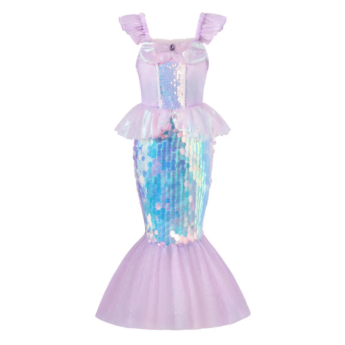 Vestido de princesa con lentejuelas para niños, disfraz de sirena con encanto, ropa de Halloween, fiesta de graduación y cumpleaños