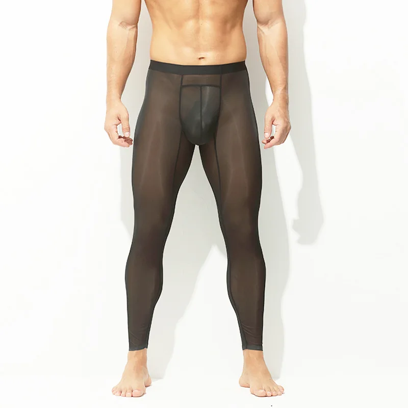 

Men Ultrathin Leggings Pants Lingerie See Through Sissy Underwear Sleepwear Breathable Quick Drying Slip Homme Sports Underpants