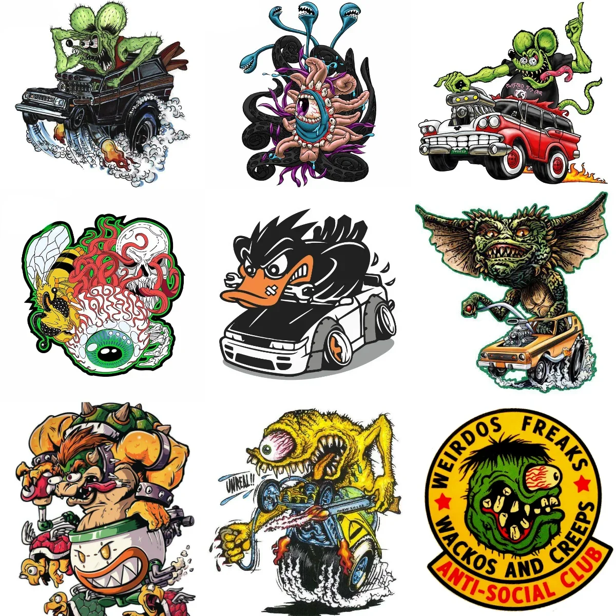 

Crazy Rat Fink Terrifying Creative PVC Sticker for Decorate Car Van Truck Bicycle Window Wall Fridge Helmet Decal Accessorie