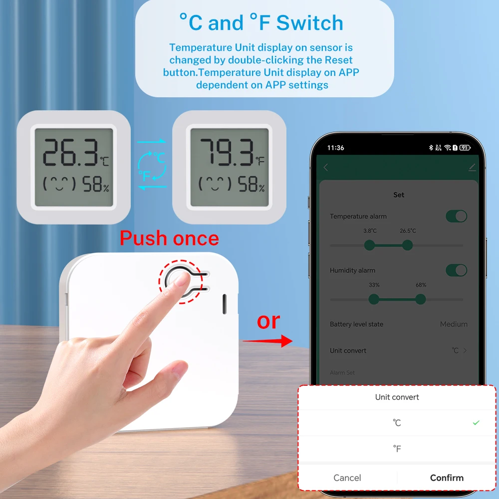 1~4PCS Zigbee 3.0 Temperature Humidity Sensor Require Tuya Zigbee Hub work with Tuya Alexa Yandex Zigbee2MQTT ZHA
