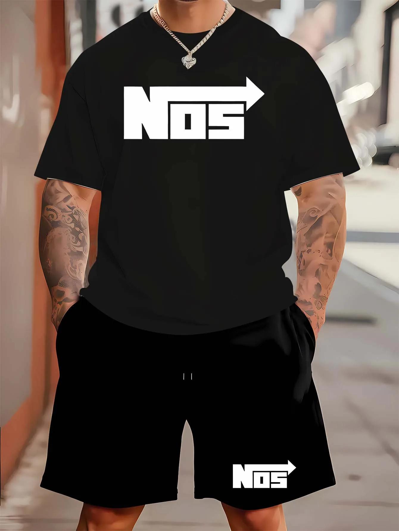 

2025 new summer men's suit popular novel letter print pattern casual comfortable personalized short sleeve shorts men's clothing