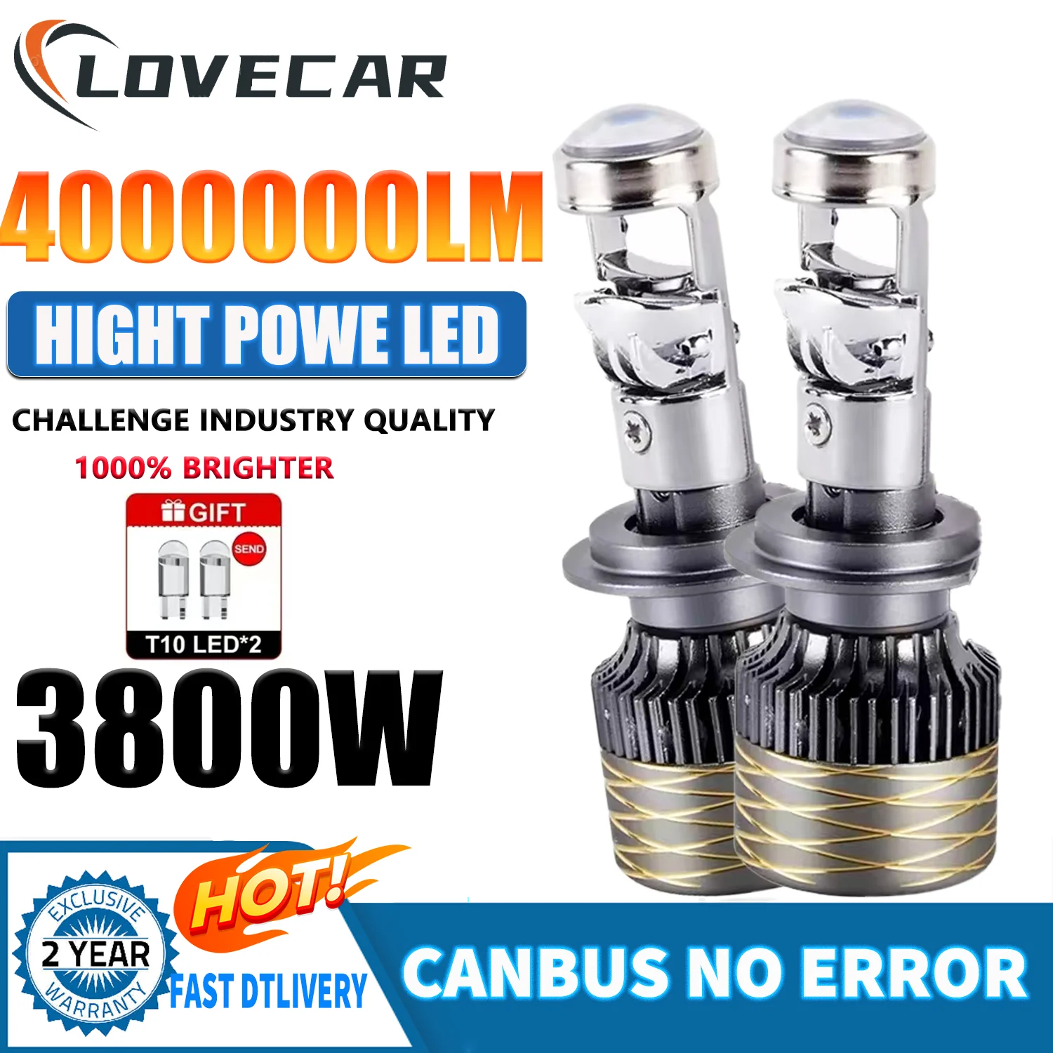 

LOVECAR Bi LED H7 H4 Headlights Projector Mini Lens High Beam 12V 24V H8/H9/H11 H7 9005 9006 Lighthouse Light Bulbs on Cars Lamp