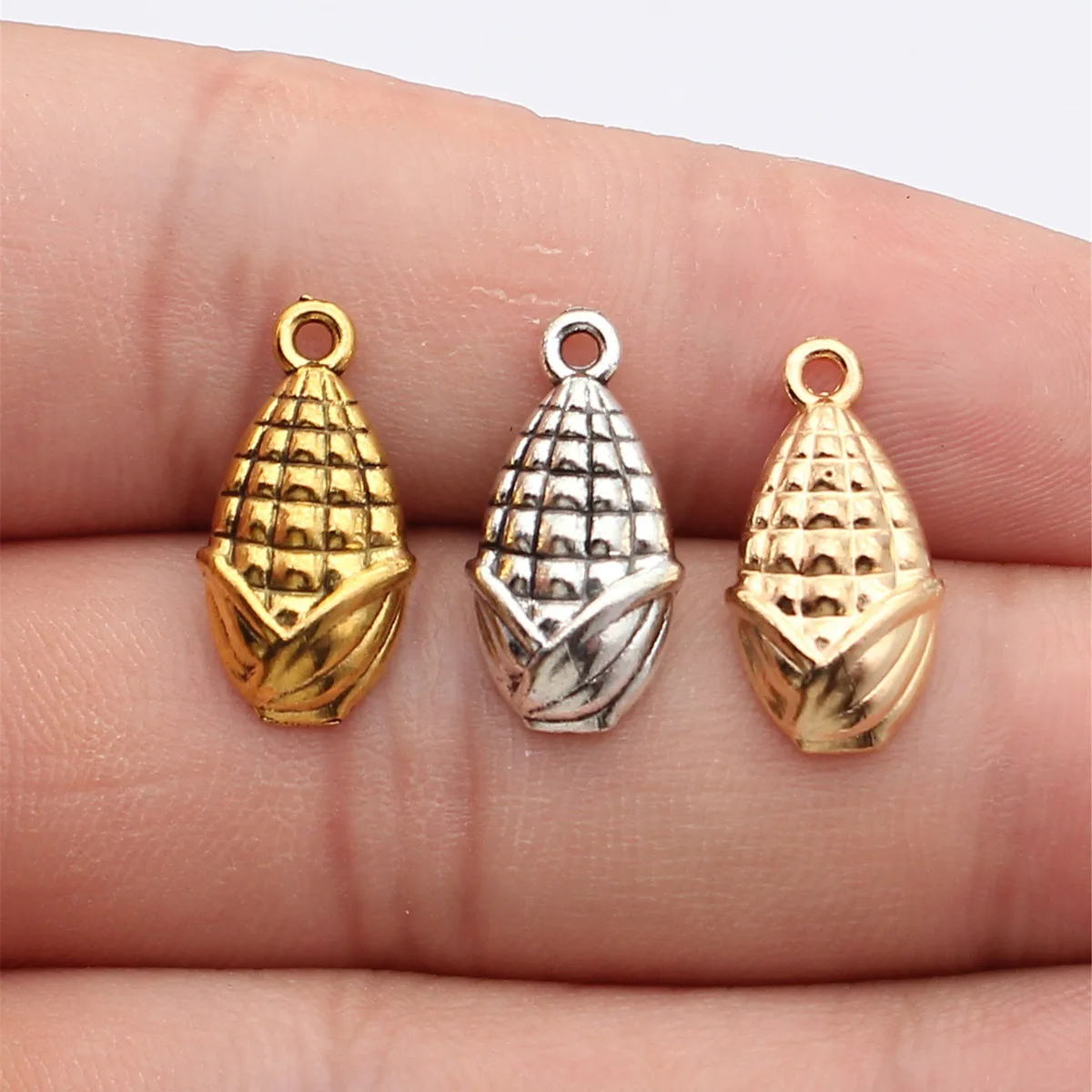 

Набор из 20 штук WYSIWYG, 19x10 мм, 3 цвета: античное серебро, золото KC, античное золото, односторонние подвески в форме кукурузы для изготовления украшений