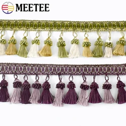 1/2Meters Meetee 8cm European Curtain Lace Trim for Living Room Decoration Strawberry Balls with Tassels Ribbon Sewing Material