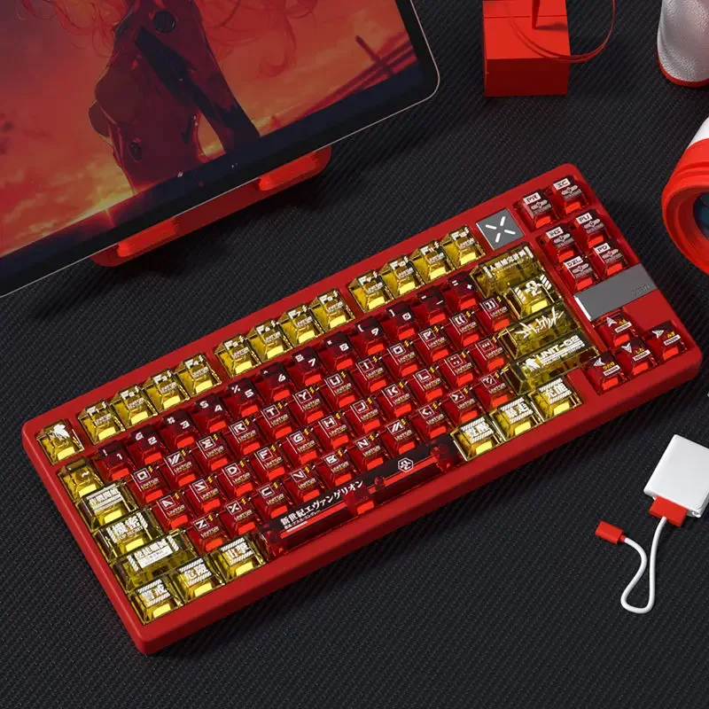 Cartoon Anime Neon Genesis Evangelion EVA Asuka Double Panel Transparent Keyboard Cap Small Full Set PBT Heat Sublimation Keycap