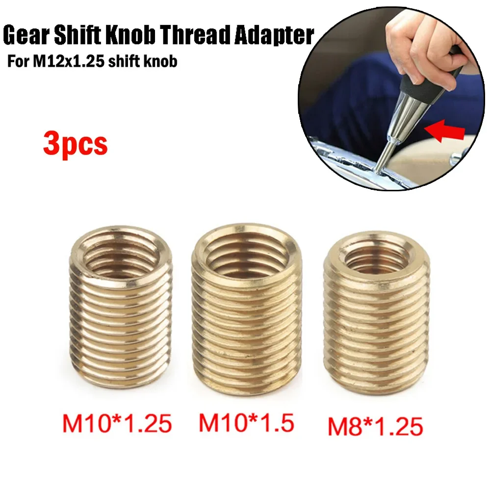 Easy to Install Thread Adapter Nut Insert Kit for Gear Shift Knob 3Pc Set for M10x125 M10x15 and M8x125 Thread Sizes