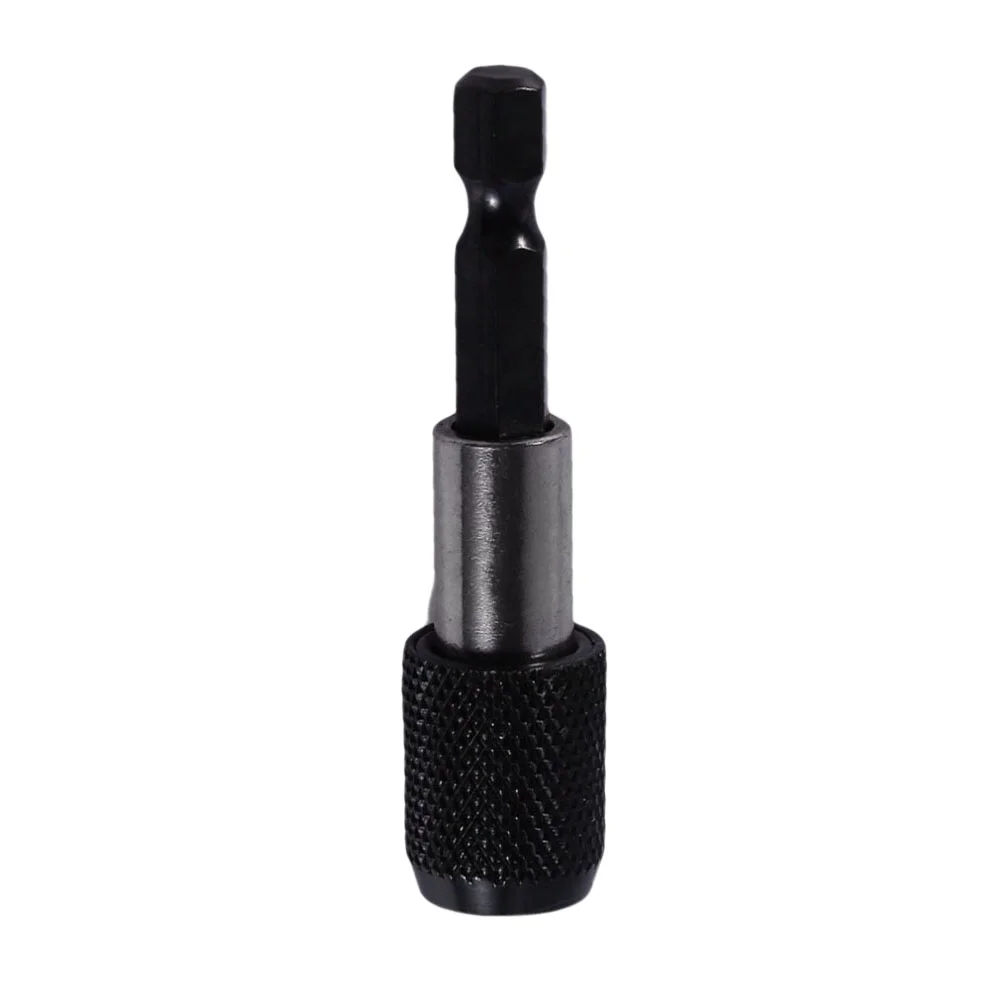 1/4 Hex 60mm Electric Drill Magnetic Screwdriver Bit Holder Magnetism Adjustable Extension Rod (Black)