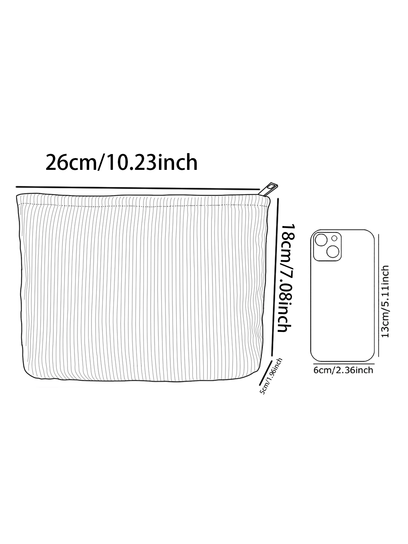 قطعة واحدة من حقيبة مكياج سروال قصير مطبوعة بنمط كرتوني، صندوق تخزين مكياج بسحاب خفيف الوزن، حقيبة متعددة الوظائف مع بطانة