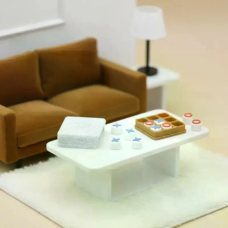Dollhouse Mini Tic Tac Toe Set Realistic X O Board Game Scene Accessory for Pretend Play Photography Prop