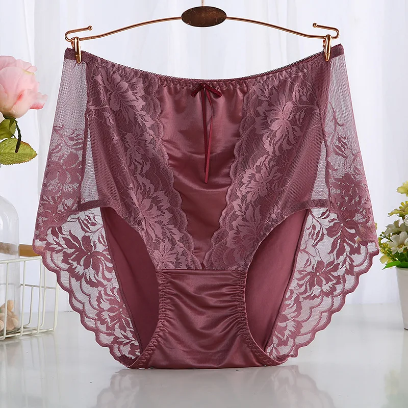 Women Lace Panties Large Sizes Sexy Thin Modal Satin Panties with High Waist Plus Size Underwear Women\'s Cotton Briefs 2025