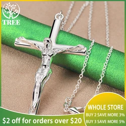 ALITREE 925 Sterling Silver wisiorek z ukrzyżowanym jezusem naszyjnik dla kobiet naszyjniki moda impreza biżuteria na rocznicę ślubu urodzinowa