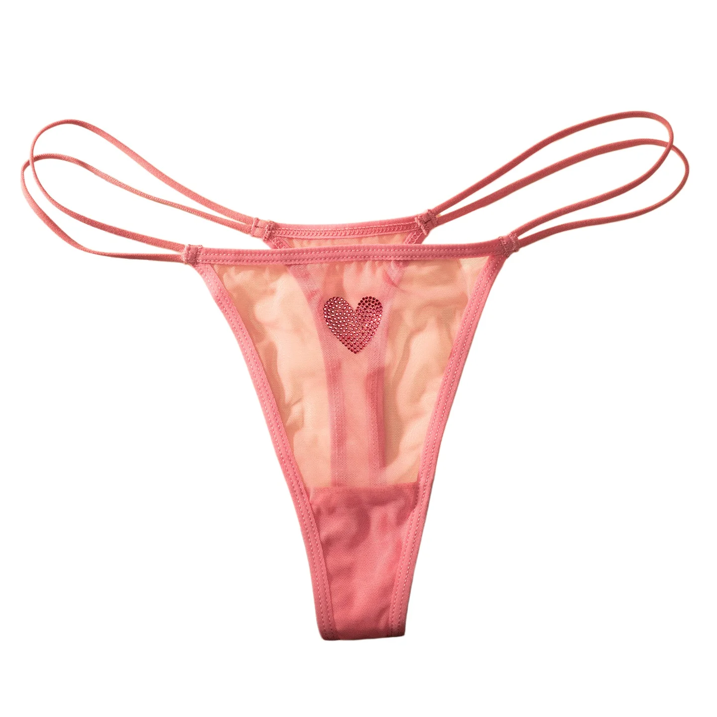 Spitzen-Netzstoff Damen-Slips Sexy Tanga Transparente Strass-Herz-Unterhosen Unterwäsche Mädchen G-String Dessous Fitness T-Back