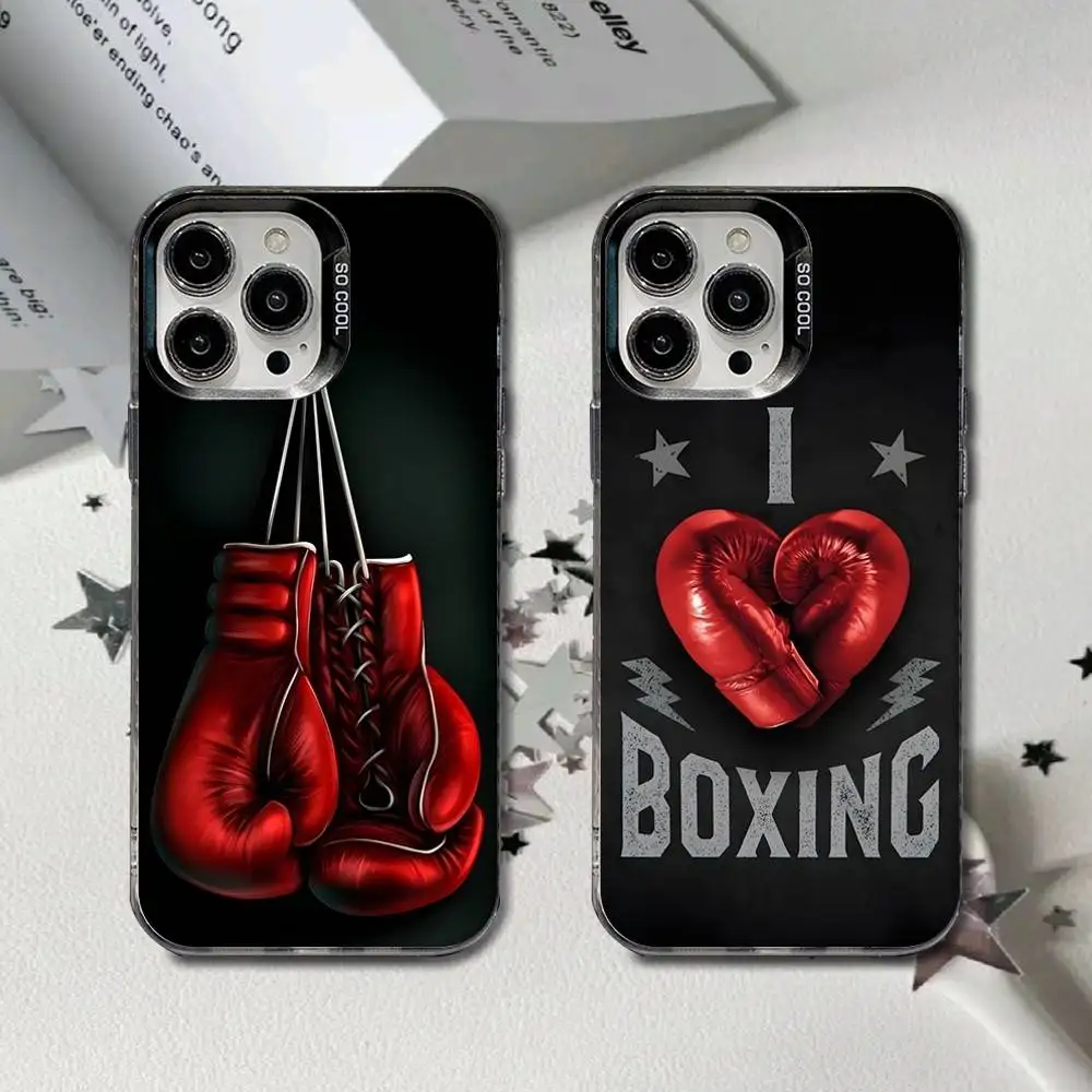 

Strong Boxing Gloves Phone Case For iPhone 16,15,14,13,12,11,8,7,Pro,Max,Plus,Mini,XS,SE Black Matte Hard
