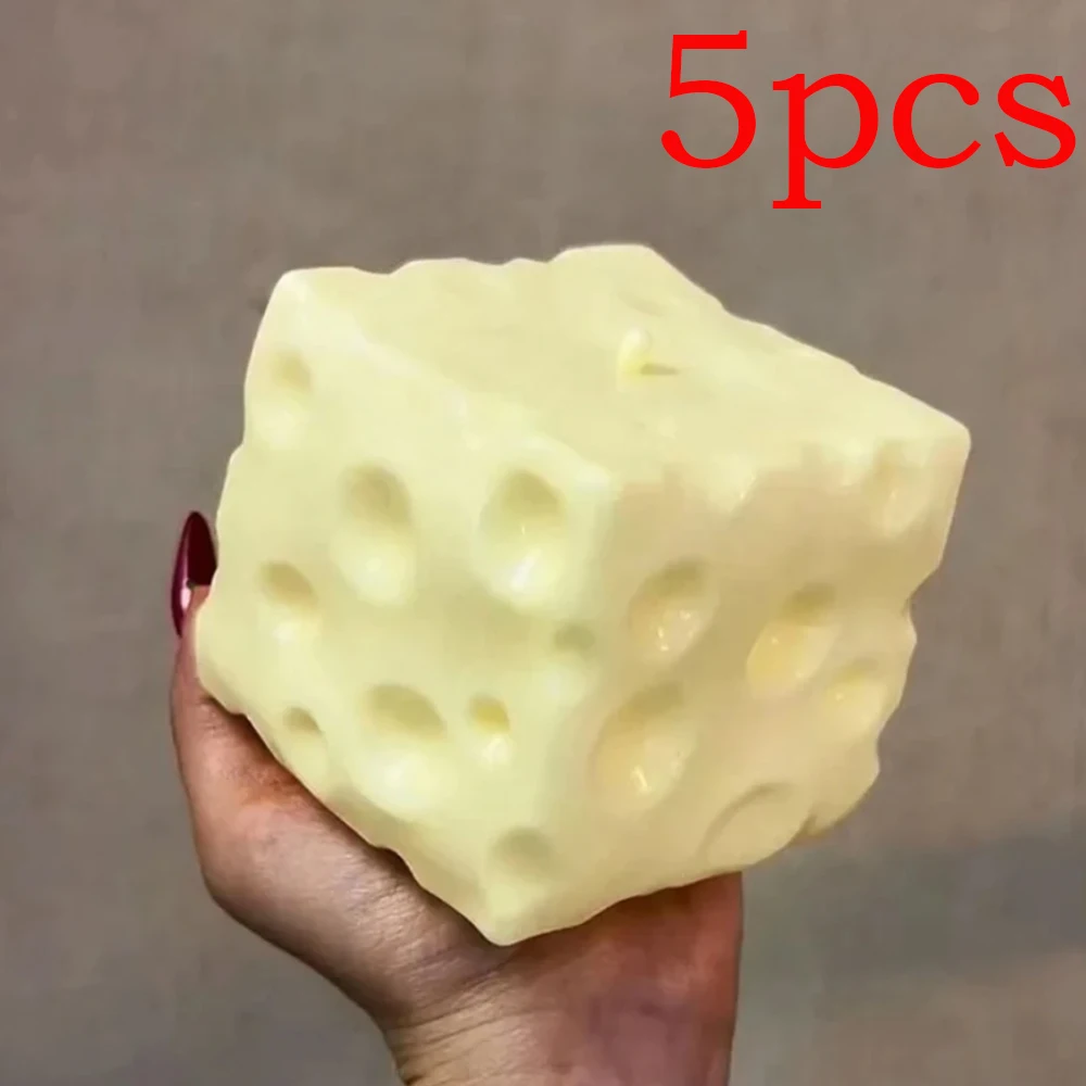 ◑Jumbo Cheese Cube Stress Ball Big Cheese Shapeable Squeeze Ball Non-Bounce Fidget Toy ASMR Sensory Anti-Stress Festival Gift - view 5